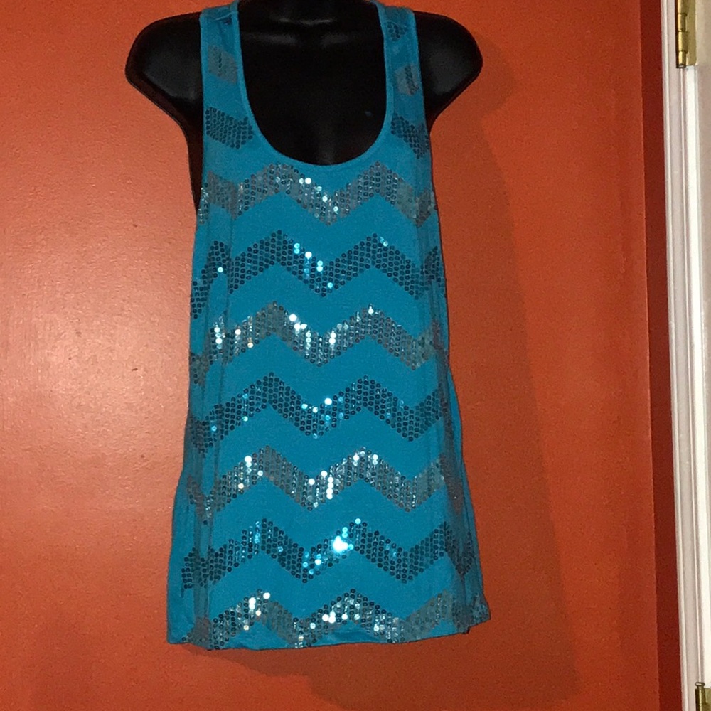 Turquoise Sequins Blouse